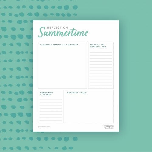 reflect on summertime worksheet