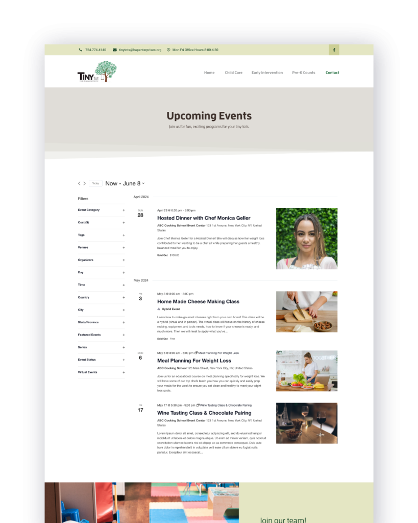 Quick Launch Website: One Week Websites - Events Calendar Add-on